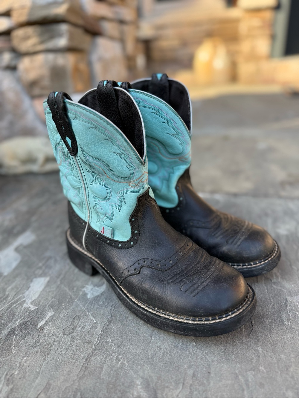 Justin Gypsy Turquoise & Black Western Boots